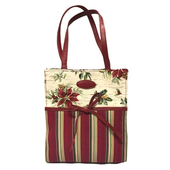 Longaberger Poinsettia Holiday Tote Gift Bag Grandmacore Cottagecore Shabby Chic - Picture 12 of 12